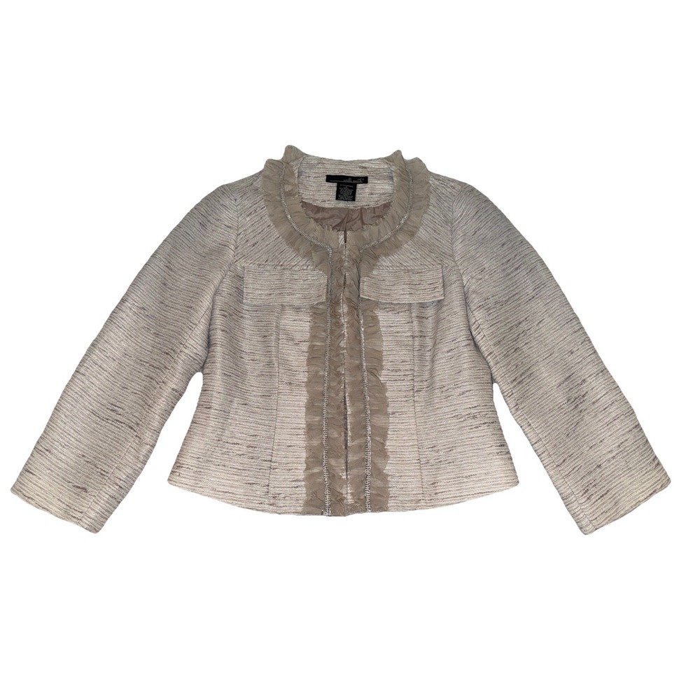 Willi Smith Jacket Women's Size 6 Ruffle Shiny Dressy Chic Party